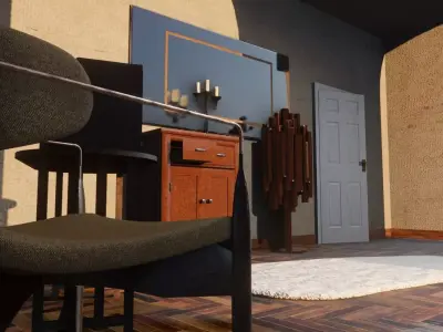 Vintage Interior 3D Scene Low-poly 3D model