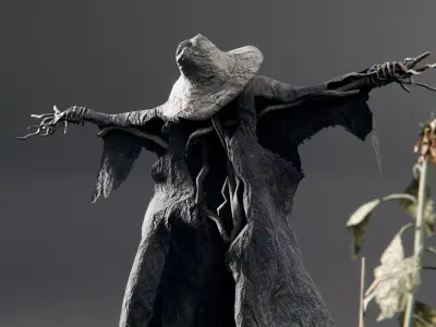 Scarecrow - Wilted Sunflowers - Wilted Crops Low-poly 3D model