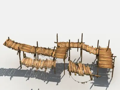 Old Wooden Bridge 01 3D model