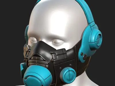 Gas mask helmet 3d model military combat  Low-poly 3D model 3