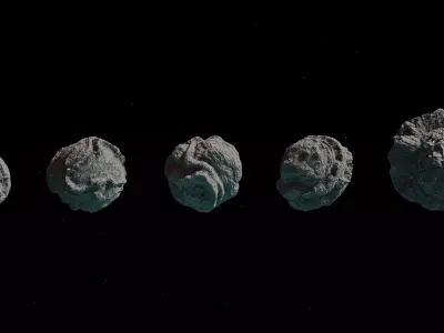Asteroid Pack - 5 Unique Asteroids- Rocky Ice and Ore Variations Low-poly 3D model