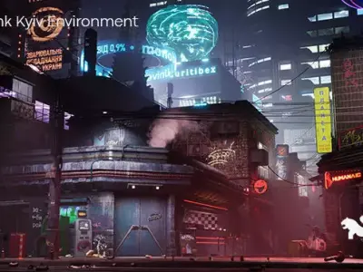 Cyberpunk Kyiv Environment Low-poly 3D model