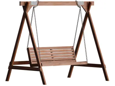 Wooden park swing 3D model