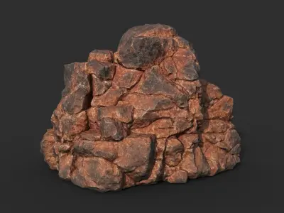 Low poly Black Yellow Desert Rock A 211119 Low-poly 3D model