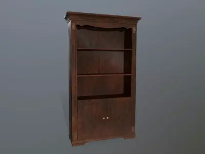 Cupboard 5 wooden bookcase Low-poly 3D model