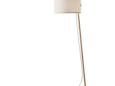 MILAN Linood E27 Wood Floor Lamp 3D model