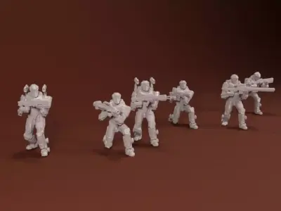 28mm Sci-fi Mercenary Squad 3D print model