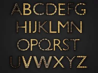 Marquee Letter Alphabet Light Boxes With Bonus Animation Nodes 3D model