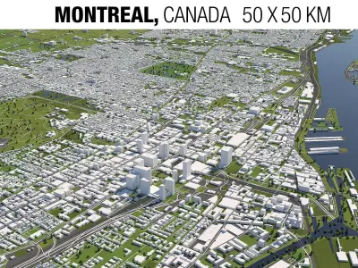 Montreal Canada 50x50km 3D City Map 3D model