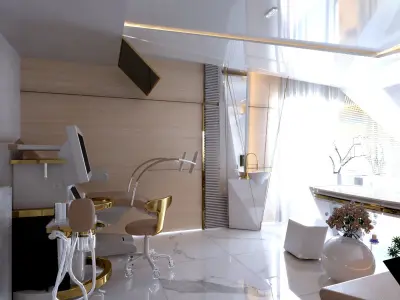 Clinic modern office with furniture and lighting 3D model