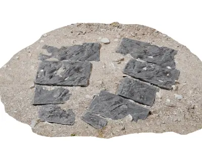 Slate Rock Slab Collection Low-poly 3D model