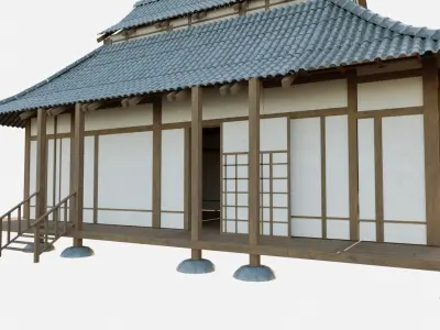 japanese modular buildings with 4k textures  Low-poly 3D model
