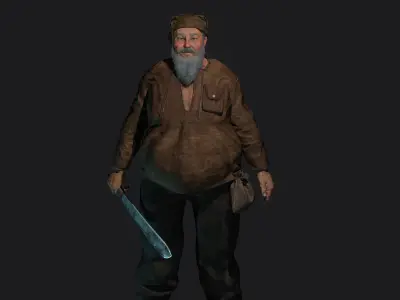AAA 3D REALISTIC CHARACTER - FANTASY MEDIEVAL OLD MAN BUTCHER Low-poly 3D model