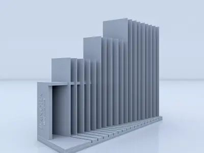 Tiles Display Floor Gondola 3D model