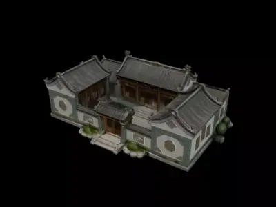 Chinese courtyard pavilion  quadrangle dwelling 3D model