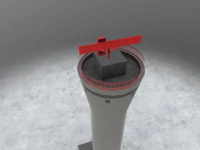 EDDH Radar Tower 2 Low-poly 3D model