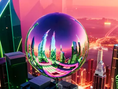 8K HDR Futuristic City Skyline Background 3D model