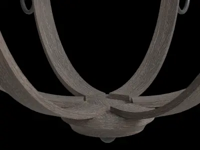 6-Light Distressed Black And Wood Farmhouse Chandelier 3D model