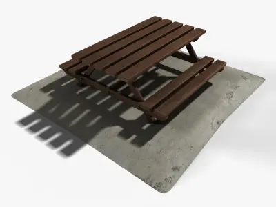 Picnic Table Low-poly 3D model