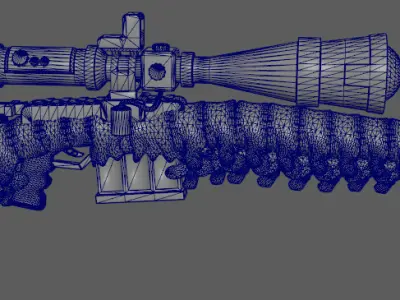 Stylized sniper rifle Low-poly 3D model order