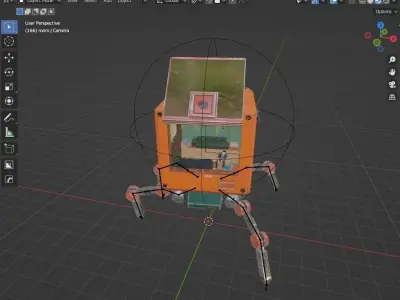 cubey orange robot with light 3D model