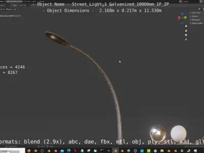 Street Light 1 Galvanized 10000mm 1F 2P Low-poly 3D model