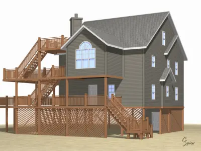 Summer Beach House Exterior 01 3D model