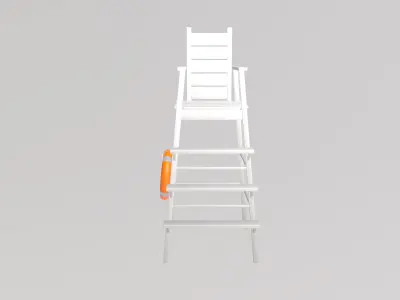 Stylized Low-Poly Lifeguard Chair Low-poly 3D model