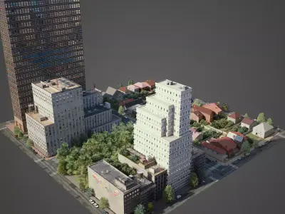 Realistic City District H12-R25 3D model