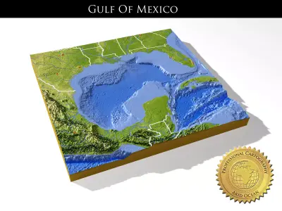 High resolution 3D relief map of Gulf of Mexico 3D model