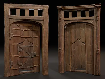 Medieval Gate Low-poly 3D model