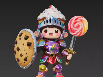 Whimsical Chibi Candy Paladin 3D Model Low-poly 3D model