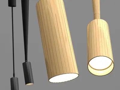 PALA collection pendant light with three metal rods 3D model