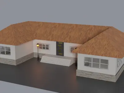 House with roof Low-poly 3D model