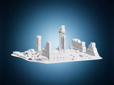 Ancient Temple Pillars Display Base 3D print model