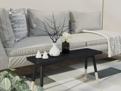 Interior Livingroom morden minimal scene 3D model
