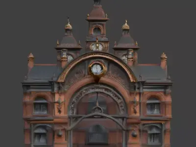 Steampunk Grand Victorian Train Station 3D Model Low-poly 3D model