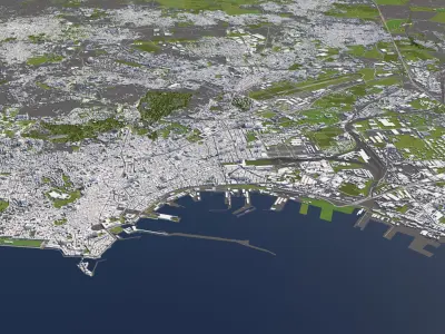 Naples Italy 50x50km 3D City Map 3D model