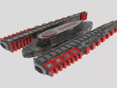 Es-1000 Spaceship  Low-poly 3D model