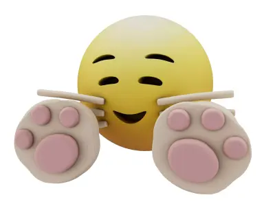 Cat Smiling Face With Cat Paw Emoji v1 005 Low-poly 3D model