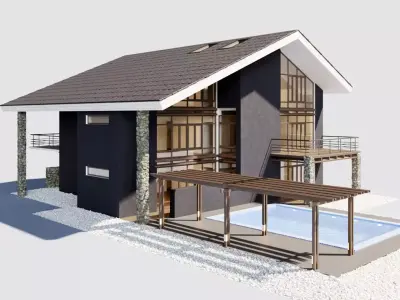 Villa with pool 3D model