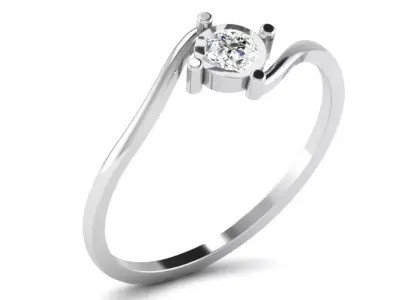Light Weight White Gold Diamond Ring DR-5977 3D print model