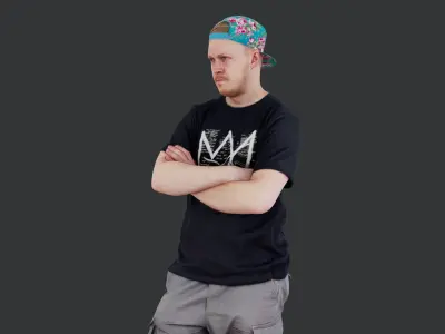 Casual Guy in a Colorful Cap 3D model