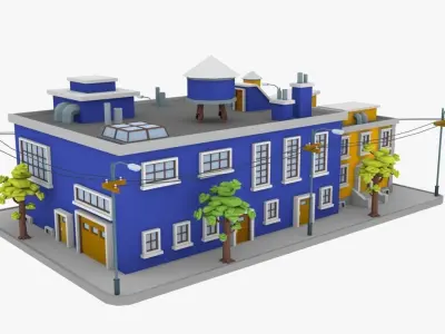 LowPoly City Block02  Low-poly 3D model