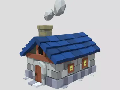 Wooden House C  Game Ready Fantasy Building Low-poly 3D model