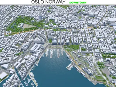 Oslo Downtown Norway Low-poly 3D model