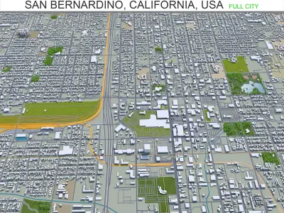 San Bernardino California USA 40km Low-poly 3D model