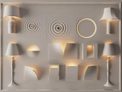 Modern Table and Wall Light Set 3D model