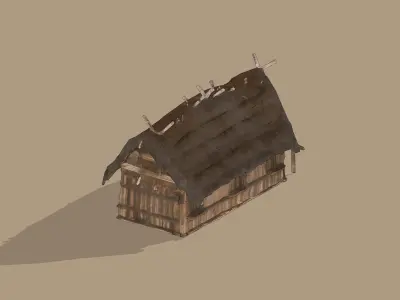 Traditional thatched cottage Low-poly 3D model