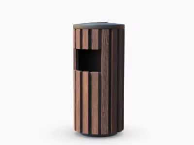 Wooden Trashcan 3D model